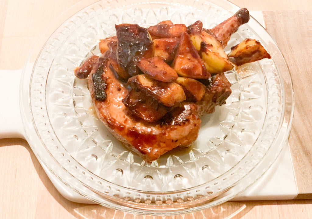 Pork Chops and Sauteed Apple, Butter Pinot Noir Glaze