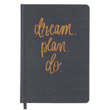 Dream Plan Do Grey and Rose Gold Fabric Journal